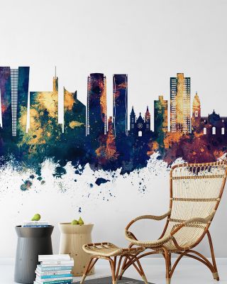 Lima Peru Skyline Blue & Bronze Wallpaper