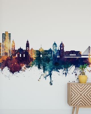 Lima Peru Skyline Blue & Bronze Wallpaper