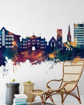 Maidstone England Skyline Blue & Bronze Wallpaper