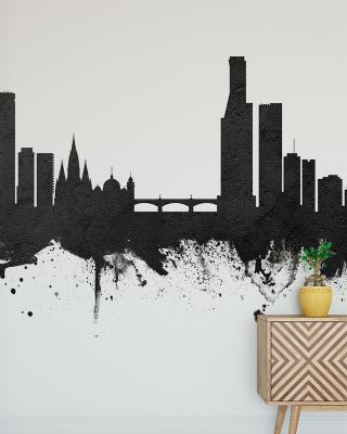 Melbourne Australia Skyline Black & White Wallpaper