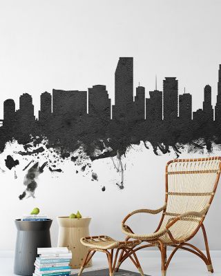 Miami Florida Skyline Black & White Wallpaper