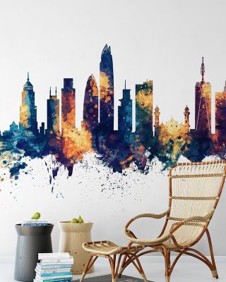 Nairobi Kenya Skyline Blue & Bronze Wallpaper