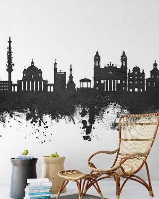 Pamplona Spain Skyline Black & White Wallpaper
