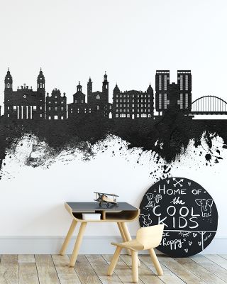 Pamplona Spain Skyline Black & White Wallpaper