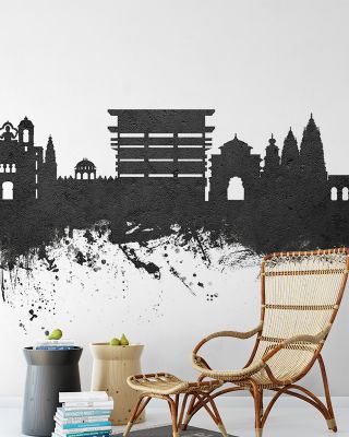 Pandharpur India Skyline Black & White Wallpaper