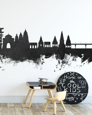 Pandharpur India Skyline Black & White Wallpaper