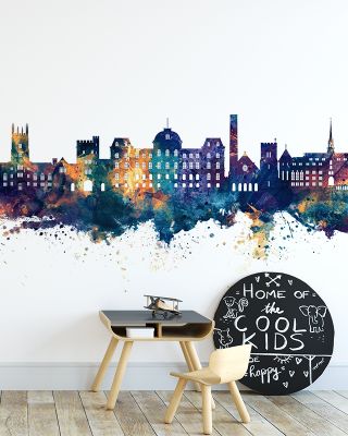 Poughkeepsie New York Skyline Blue & Bronze Wallpaper
