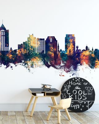 Roanoke Virginia Skyline Blue & Bronze Wallpaper