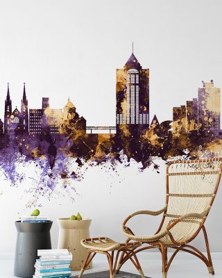 Roanoke Virginia Skyline Purple & Gold Wallpaper