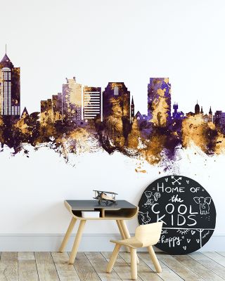 Roanoke Virginia Skyline Purple & Gold Wallpaper