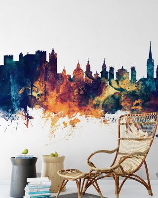 Salzburg Austria Skyline Blue & Bronze Wallpaper