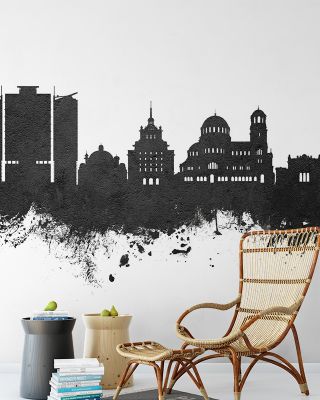 Sofia Bulgaria Skyline Black & White Wallpaper