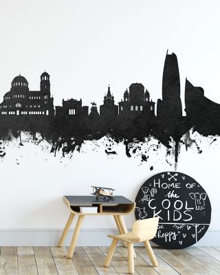 Sofia Bulgaria Skyline Black & White Wallpaper