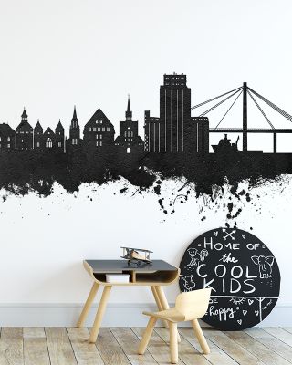 Stavanger Norway Skyline Black & White Wallpaper