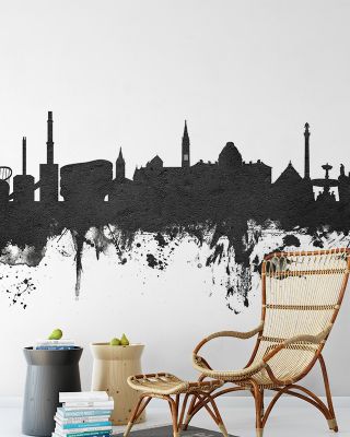 Stuttgart Germany Skyline Black & White Wallpaper