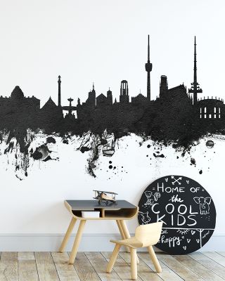 Stuttgart Germany Skyline Black & White Wallpaper