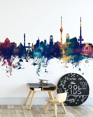 Stuttgart Germany Skyline Blue & Bronze Wallpaper