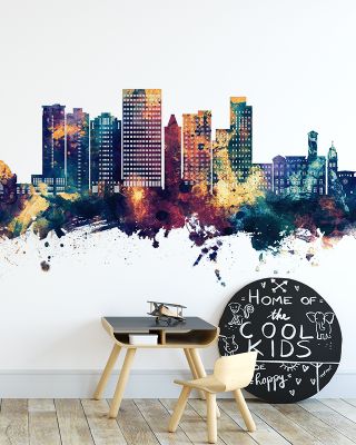 Tacoma Washington Skyline Blue & Bronze Wallpaper