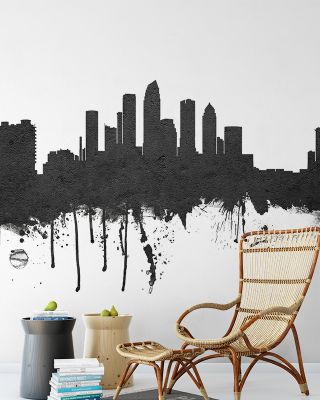 Tampa Florida Skyline Black & White Wallpaper