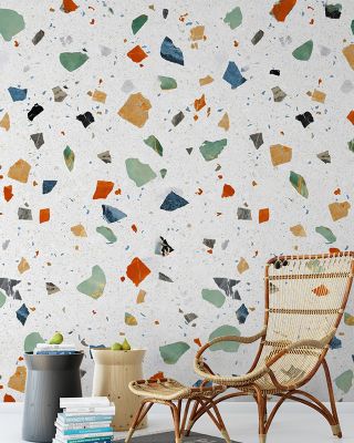 Terrazzo Multi Small, Chalk Premium Wallpaper