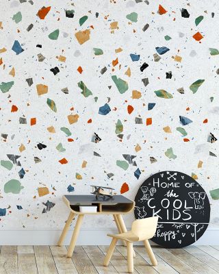 Terrazzo Multi Small, Chalk Premium Wallpaper
