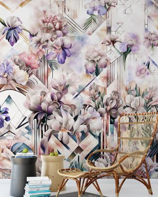 Watercolor Irises Bright Wallpaper