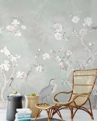 White Garden Green Wallpaper