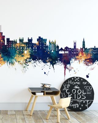 Windsor England Skyline Blue & Bronze Wallpaper