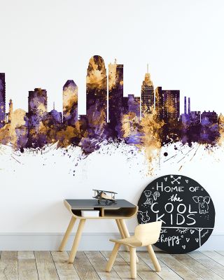 Winston-Salem NC Skyline Purple & Gold Wallpaper