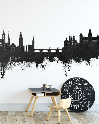 Würzburg Germany Skyline Black & White Wallpaper