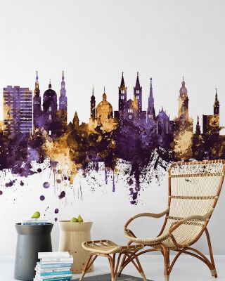 Würzburg Germany Skyline Purple & Gold Wallpaper