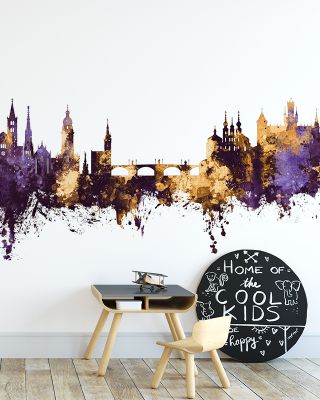 Würzburg Germany Skyline Purple & Gold Wallpaper