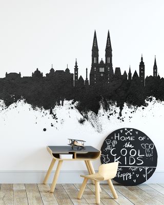 Zagreb Croatia Skyline Black & White Wallpaper