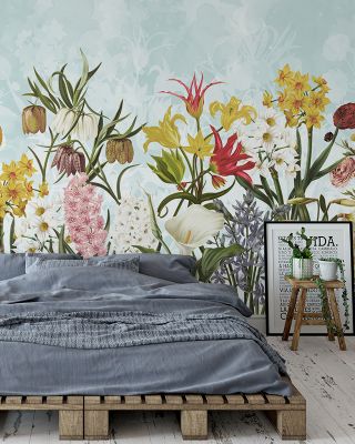 Happy Spring Flowers Autumn Wall Mural