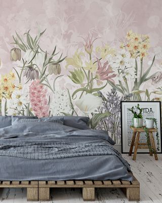 Happy Spring Flowers Pink Wall Decor