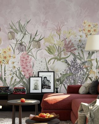 Happy Spring Flowers Pink Wall Decor