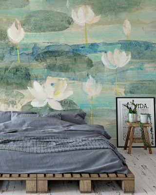 Water Lilies Bright Floral Wallpaper