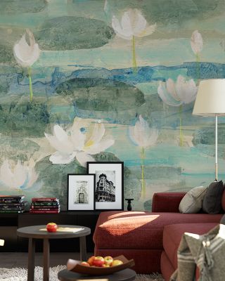 Water Lilies Bright Floral Wallpaper