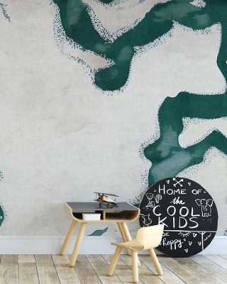 Abstract River Marks Fresh Green Wallpaper