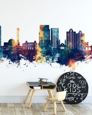 Algiers Algeria Skyline Blue & Bronze Wallpaper Mural