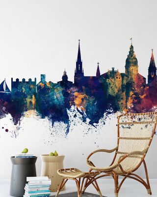 Annapolis Maryland Skyline Blue & Bronze Wallpaper