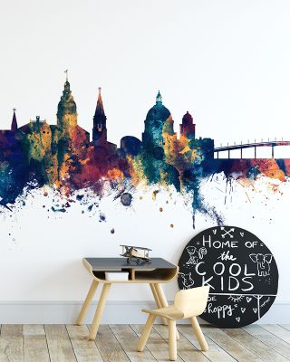 Annapolis Maryland Skyline Blue & Bronze Wallpaper