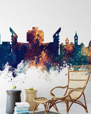 Auburn Alabama Skyline Blue & Bronze Wallpaper