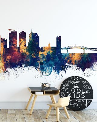 Auckland New Zeeland Skyline Blue & Bronze Wallpaper