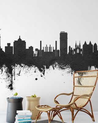 Birmingham Alabama Skyline Black & White Wallpaper Mural
