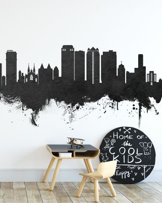 Birmingham Alabama Skyline Black & White Wallpaper Mural
