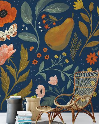 Blue Botanical I Wallpaper