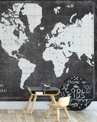 Blueprint World Map Gray Wallpaper
