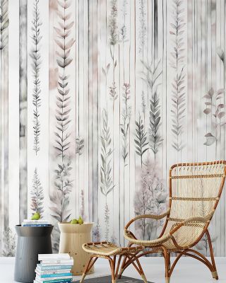 Botanical Wall Brown Wallpaper