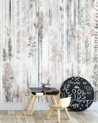 Botanical Wall Brown Wallpaper